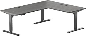 Progressive Desk L Shaped Standing Desk 72x60, Corner 3 Stage Height Adjustable Electric Executive Desk -Grey Oak, Black Frame