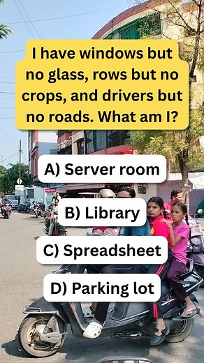 28K views · 1.9K reactions | I have windows but no glass, rows but no crops, and drivers but no roads. What am I? #BrainTeaser #riddles | Nikhil's Brainteaser | Facebook