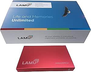 LAMU Photo Organizer 500GB - Digital Picture Manager for Windows - Software Included to Easily Organize Your Photos and Videos - Digital Photo Storage - 500 GB (Scarlet Red)