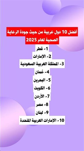 أفضل 10 دول عربية من حيث جودة الرعاية الصحية لعام 2025