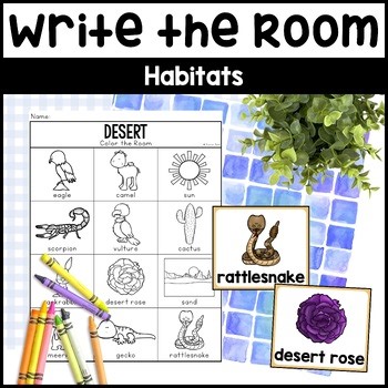 Habitats Write the Room Scavenger Hunt Coloring Activity for Writing Centers