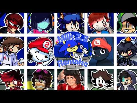 FNF MILK V2 REMASTERED pero en cada turno un distinto youtuber lo canta (Vs EXE) | Ulisz_