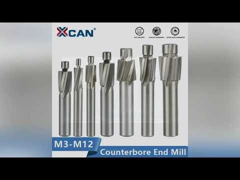 XCAN Milling Cutter HSS Counterbore End Mill M3-M12 Pilot Slotting Tool Countersink End Mills CNC Ro