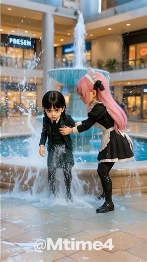 Stop Playing With the Fountain, Little Wednesday! 😭💦