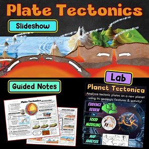 Plate Tectonics Lesson Bundle (Slideshow, Guided Notes, Lab Activity)