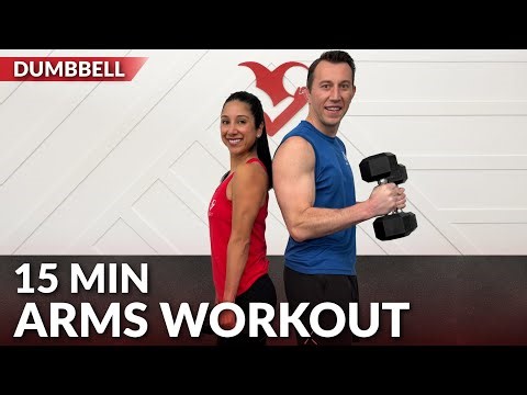 15 Min Dumbbell Arm Workout at Home - Biceps and Triceps Workout with Weights for Women & Men