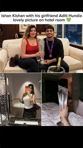 Ishan Kishan with his girlfriend Aditi Hundia lovely picture on hotel room💚#t20worldcup #ishankishan