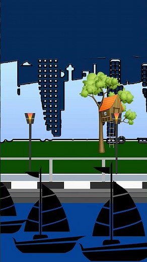 A Night View of London Cartoon Animation.