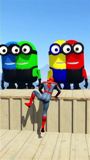 GTA 5 Spider-Man Crazy Jump Fails with Realistic Physics #shorts