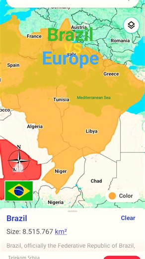 Brazil VS Europe!!Land size Comparison!!#country
