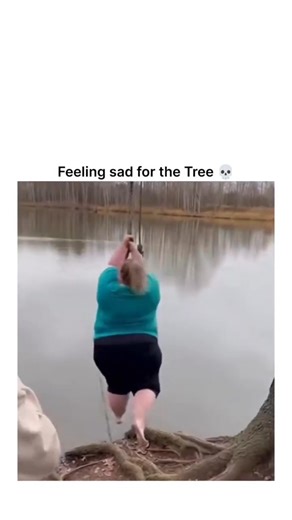 All Trend Hub on Instagram: "This short clip turns a fun riverside idea into instant chaos. A woman swings out over the water on a rope tied to a nearby tree, fully trusting it to hold her weight. For a moment it works—then the tree starts bending, shaking, and suddenly gets yanked straight out of the ground, roots exposed. In one unbelievable second, both the woman and the tree crash into the river together with a huge splash. What was supposed to be playful turns into pure shock, leaving viewe