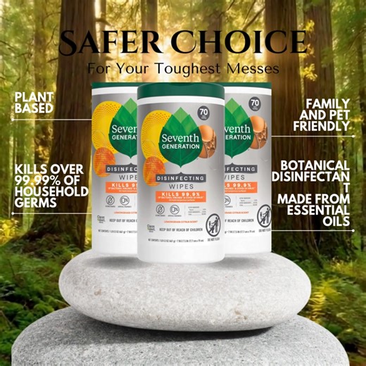 ✨ Clean smarter, not harder! These Seventh Generation Lemongrass Citrus Disinfecting Wipes are my go-to for quick cleanups AND deep disinfecting — all in one easy step! 🧼💪 🌿 Kills 99.99% of household germs 🍋 Naturally fresh lemongrass citrus scent 👶 Safe to use around kids & pets 🍽️ No-rinse formula — even on food-contact surfaces! 💚 Powered by essential oils botanical ingredients Perfect for toys, doorknobs, countertops, bathroom surfaces, gym gear and more! One wipe = a fresher, cleaner