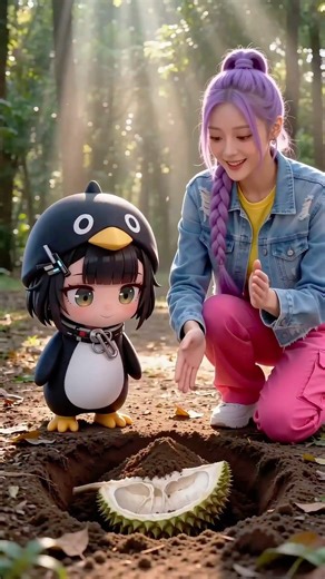 Rumi took Gu-gu Ga-ga magically grew up a durian?! 🐧✨ #rumi