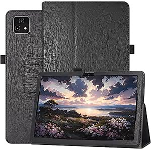 Case for T-Mobile Revvl Tab 5G Tablet - Folio PU Leather Stand Cover with Pencil Holder, Black