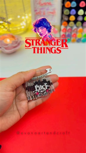 DIY Stranger Things MIKE Charm 👾 Easy Safety Pin Charm 💖 #shorts