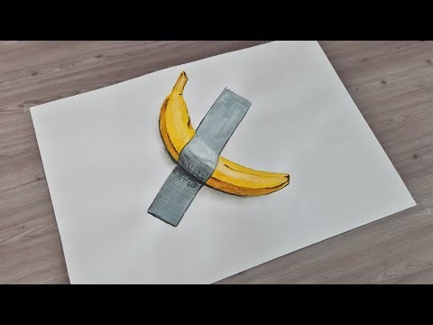 3d drawing banana on paper easy