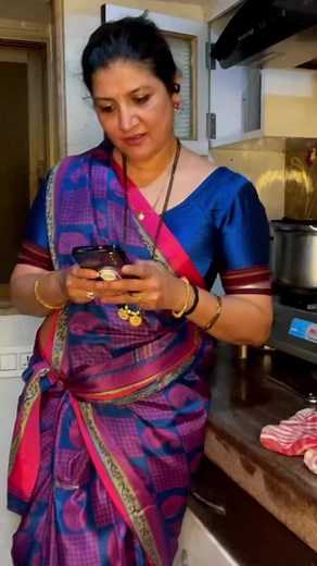 Traditional Saree Styling in a Modern Kitchen