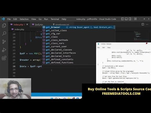 PHP 7 FPDF Example to Create Colorful Table in PDF Document From Text File in Browser