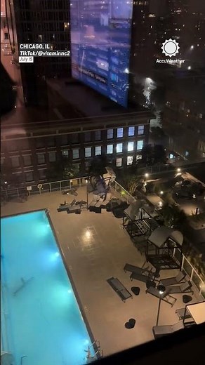 Chicago Storms Send Pool Chairs Flying During Tornado-Warned Storm