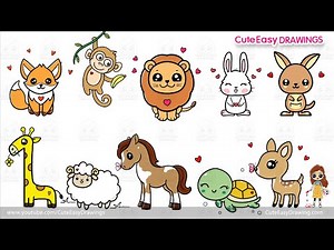 How to Draw 10 Cute Animals - Simple and Easy | Animal Drawings long Video For Kids!