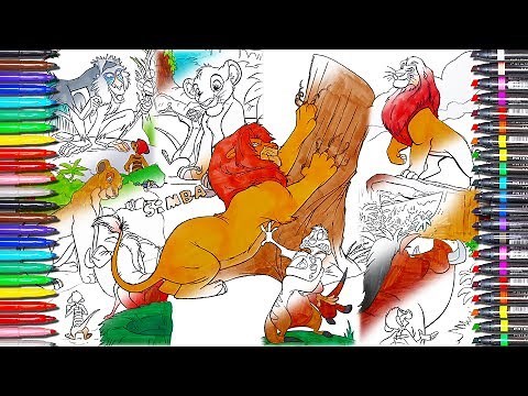 Coloring page the Lion King[with Simba, Timon, and Pumba] : Funny & Easy coloring video for children