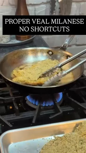 VEAL MILANESE (2 CUTLETS) Ingredients • 2 veal cutlets, pounded thin • ½ cup all-purpose flour • 2 eggs, beaten • 1 cup Italian breadcrumbs • ¼ cup grated Parmigiano-Reggiano • 1 tsp dried Italian oregano • Salt & black pepper • Olive oil (for sautéing) Method 1. Season veal lightly with salt and pepper. 2. Set up breading station: • Plate 1: flour • Plate 2: beaten eggs • Plate 3: breadcrumbs mixed with Parmesan and oregano 3. Dredge veal in flour, shake off excess. 4. Dip in egg wash. 5. Coat 