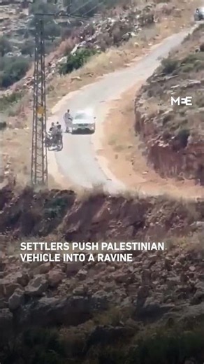 Settlers push Palestinian vehicle off ravine