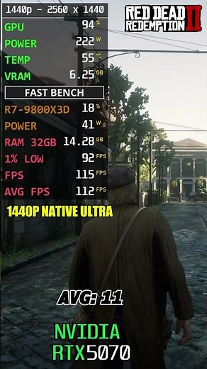 RTX 5070 - RED DEAD REDEMPTION 1080P - 2K - 4K #rtx #gaming #benchmark