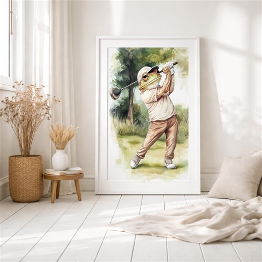 Golf Frog Wall Art Printable, Frog Playing Golf Illustration, Funny Animal Sports Art, Golf Lover Gift Digital Download - Etsy