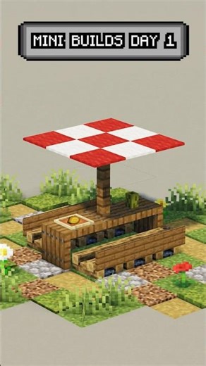 Mini Build Day 1 : Minecraft Picnic table 1 #minecraft #starterhome #minecraftshorts