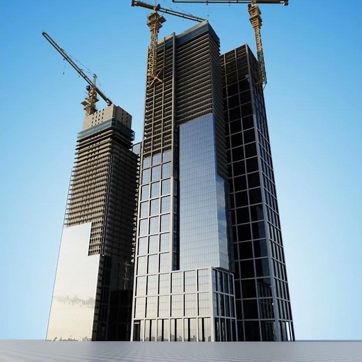 CGI Towers Construction Timelapse Test - Test (Blender)