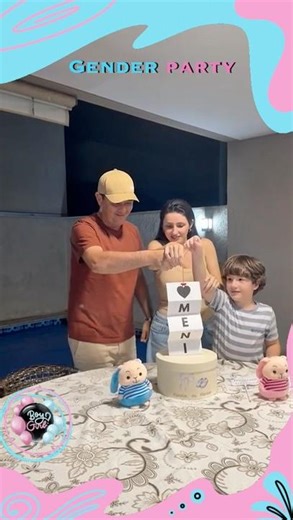 ❤️💙 | The Cutest Family Gender Reveal! 👨‍👩‍👦 #babyshower #genderreveal