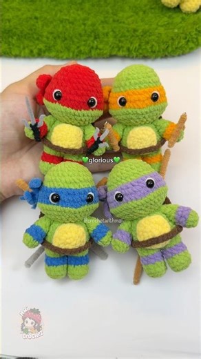 Crochet Ninja Turtles 🥷🐢 Pattern available on my Etsy. #crochetturtle