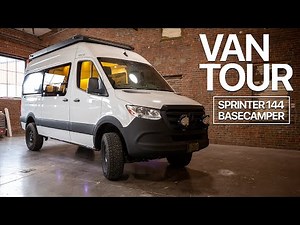 LUXURY MODERN OFF-GRID CAMPER VAN | Pop-up shower, full kitchen, A/C | Sprinter 144 AWD Basecamper
