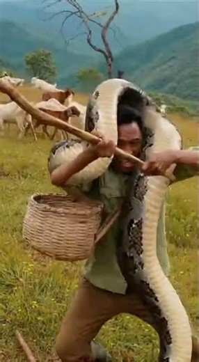 Herding Goats Turns Terrifying When a Python Suddenly Coils Around Someone