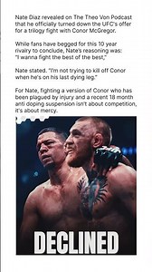Nate Diaz REJECTS Conor McGregor Trilogy! 😱