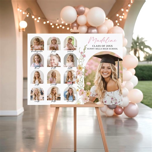 K-12 School Picture Poster, Senior Photo Board, Graduation Party Welcome Sign, Grad Party Decor: Canva Template (digital Download) - Etsy