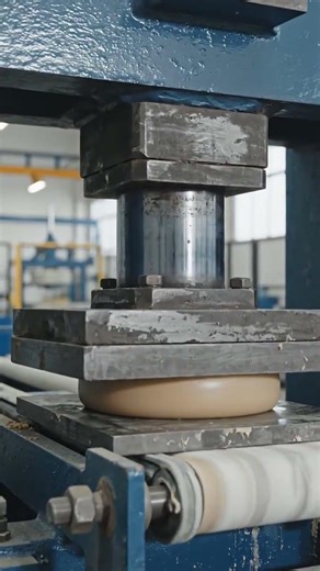 a hydraulic machine compressed a soap in a factory #machine #hydraulicpres #satisfying #hydraulic