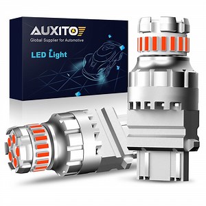 AUXITO 3156 3157 LED Strobe Brake Light Bulbs, Super Bright Tail light 3056 3057 4157 3047 4057 3457 Halogen Replacement Bulb Brilliant Red, Pack of 2