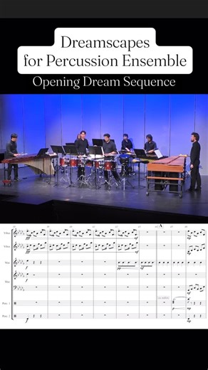 Wilson Le on Instagram: "Dreamscapes - for Percussion Ensemble One of the longest pieces that I’ve written for percussion ensemble; this piece was a reflection of my dreams. The introduction of this piece relies on the timbre of the vibraphone, allowing its sharp attack and long release to develop an environment in the hall, echoing across every surface of the environment. The distant cries of the bowed crotales signify a cry for help, as the vibraphones continue to surround the building in thei