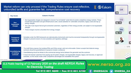 ELS Public hearing of 12 February 2026 on the draft NERSA Rules for Electricity Trading | NERSA ZA