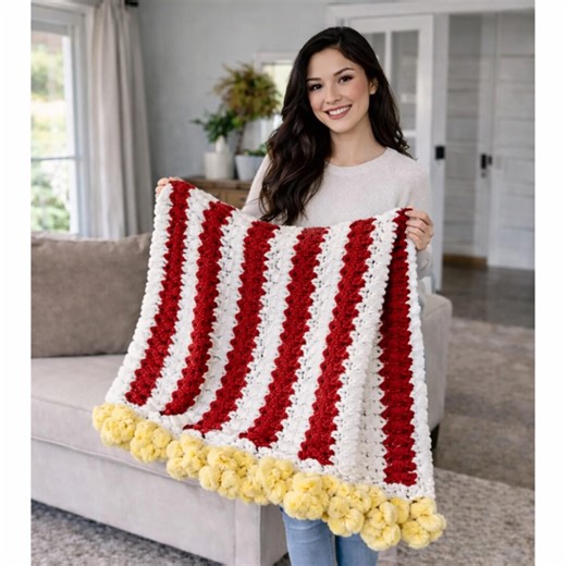 Popcorn Bucket Crochet Blanket Pattern – Chunky Movie Night Blanket - Etsy