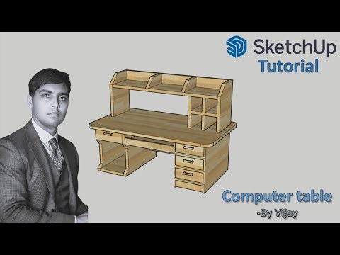 Sketchup Tutorial: How to make a Computer table ? || By Vijay #sketchup #cad #3d #3dmodeling