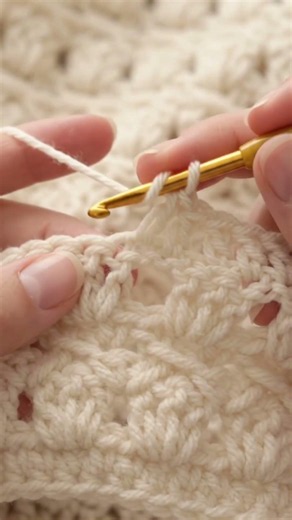 Easy Cream Bobble Stitch Crochet Blanket pattern 🧶