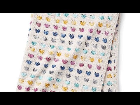 Easy Crochet Heart Stripe Baby Blanket