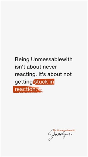 Most people think being Unmessablewith means never reacting. But that’s not realistic. We’re human. We get triggered. We feel things. The real power is not in avoiding reaction… It’s in not getting stuck there. Think about it. How many times have you reacted to something small, then spent the rest of the day (or week) spiraling? Reacting to your reaction. Beating yourself up. Making decisions from that survival-mode energy. That's the trap ✨ Reaction is a moment. ✨ Getting stuck is a pattern. Wh