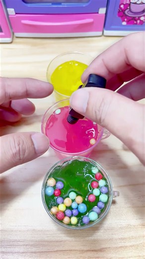 Satisfying Slime ASMR – Yellow Jelly Slime, Pink Clear Slime & Green Bead Slime | ASMR Video