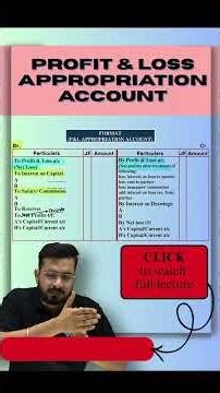 PROFIT AND LOSS APPROPRIATION ACCOUNT I 12 ACCOUNTS CH: 1 FUNDAMENTALS I #12thcommerce #accountancy