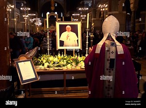 Screen grab taken from PA Video of Archbishop of Westminster Cardinal Vincent Nichols delivers his homily at Westminster Cathedral during a Requiem Mass for His Holiness Pope Francis following the announcement by the Vatican of the death of Pope Francis aged 88. Picture date: Monday April 21, 2025 Stock Photo - Alamy
