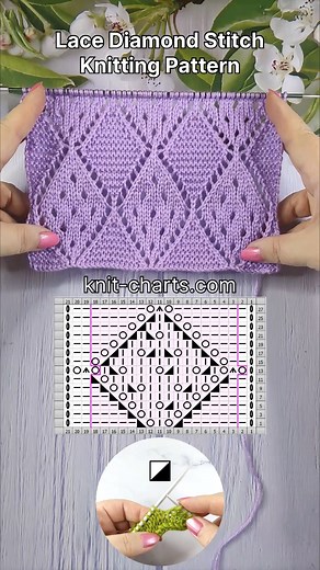Lace Diamond Stitch Knitting Pattern #DiamondStitch #KnitLace #KnittingPattern #KnittingInspiration #KnittingTutorial | Free Knitting Patterns